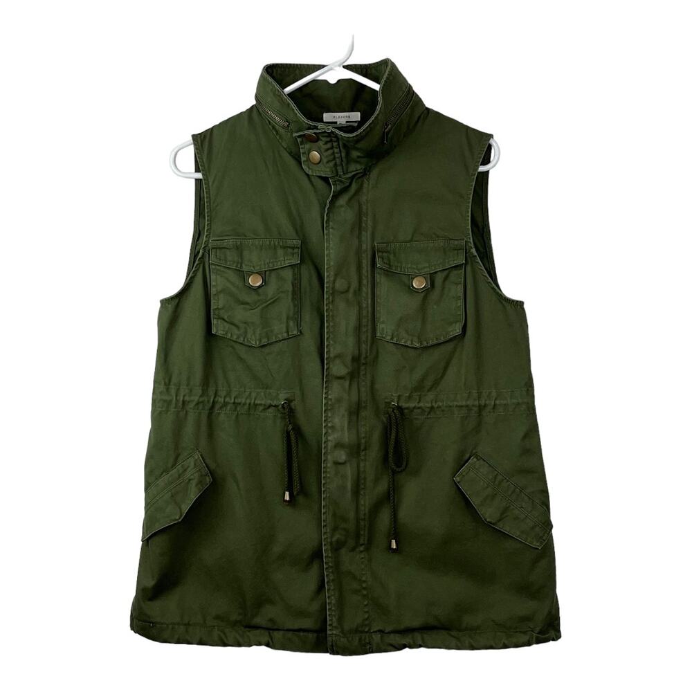 PLEIONE Utility Vest Women's Size Small Khaki Green
